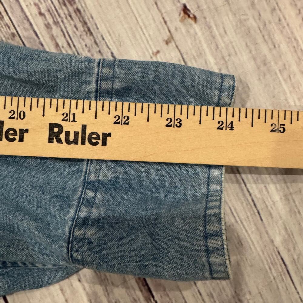 Vintage Chaps Ralph Lauren Men's 17.5 34/35 Blue Denim Chambray Button Shirt GUC - Picture 8 of 8